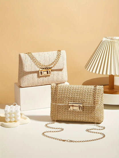 Handwoven Artisan Straw Lock Purse