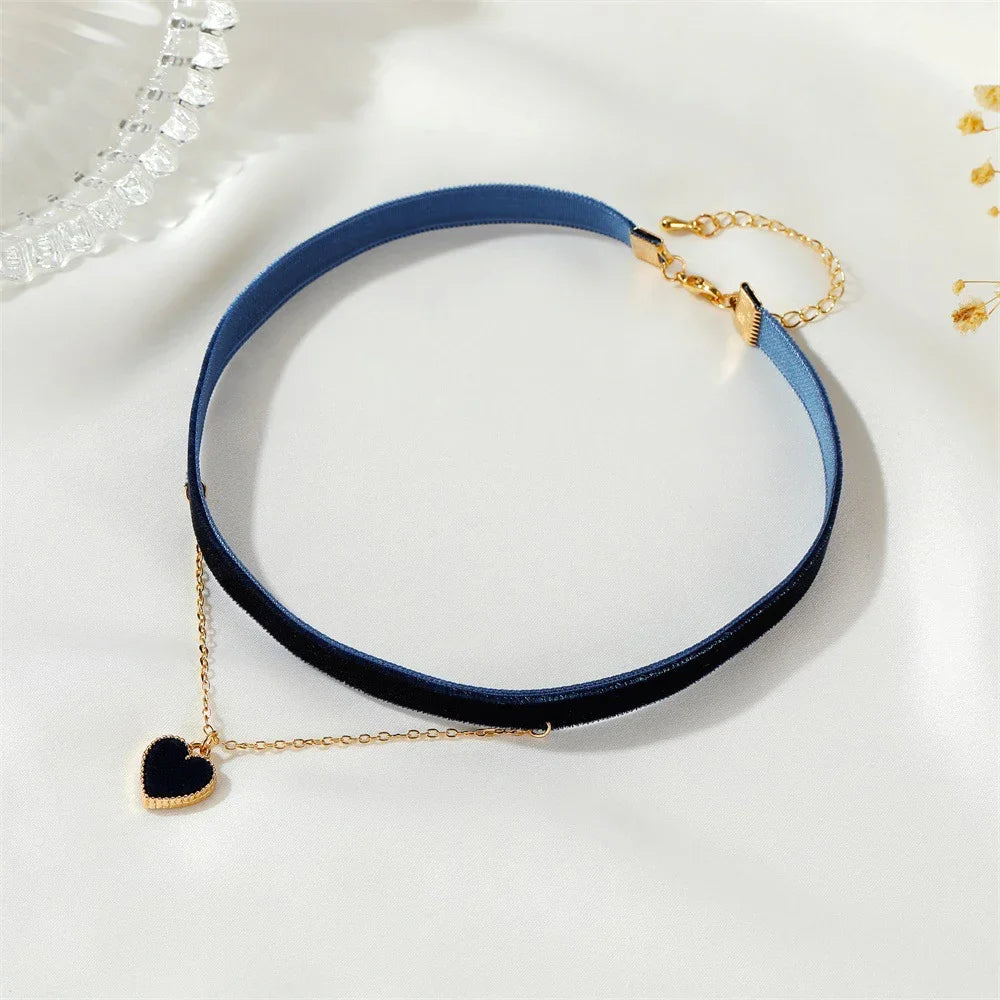 Gothic Velvet Double Love Necklace