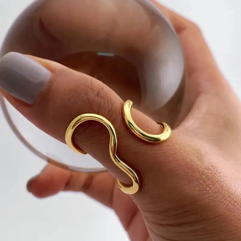Irregular Wave Gilded Statement Ring
