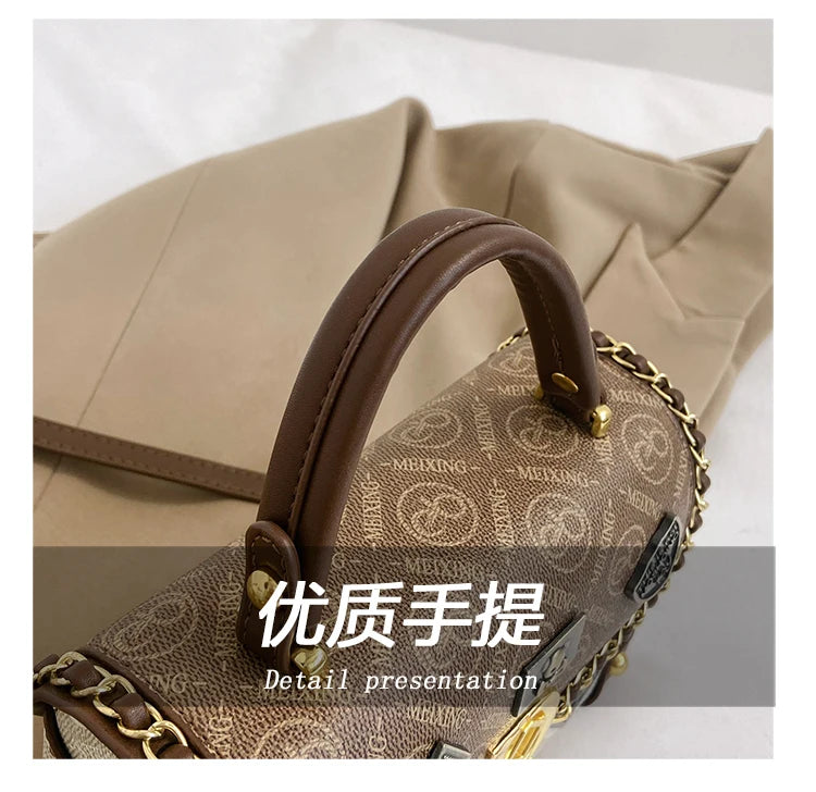 Retro Chain Linked Leather Handbag