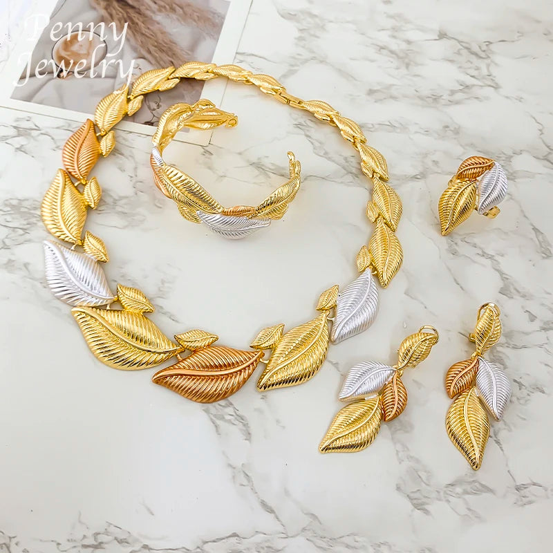 Leaf Shaped Gilded Choker Set