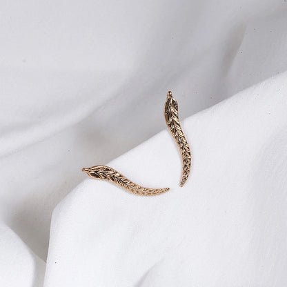 Gilded Leaf Sculptural Stud Earrings