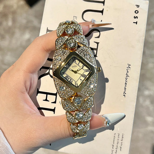 Roman Full Diamond Inlaid Watch