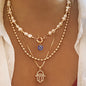 Multilayer Evil Eye Pearl Necklace