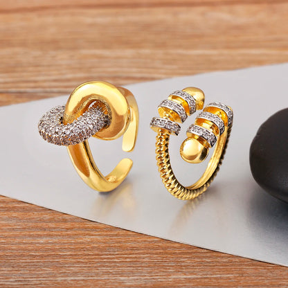 Hip-Hop Zircon Adjustable Open Ring