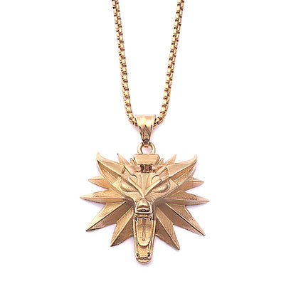 Viking Wolf Head Punk Necklace