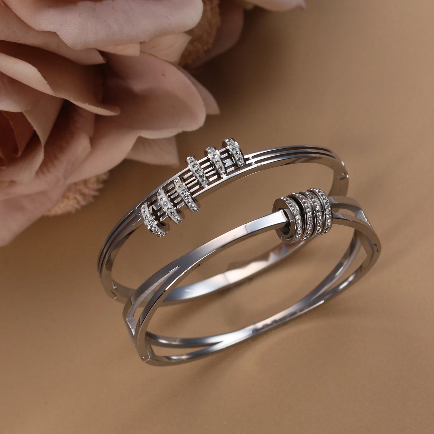 Hollow Crystal Half Face Bangle