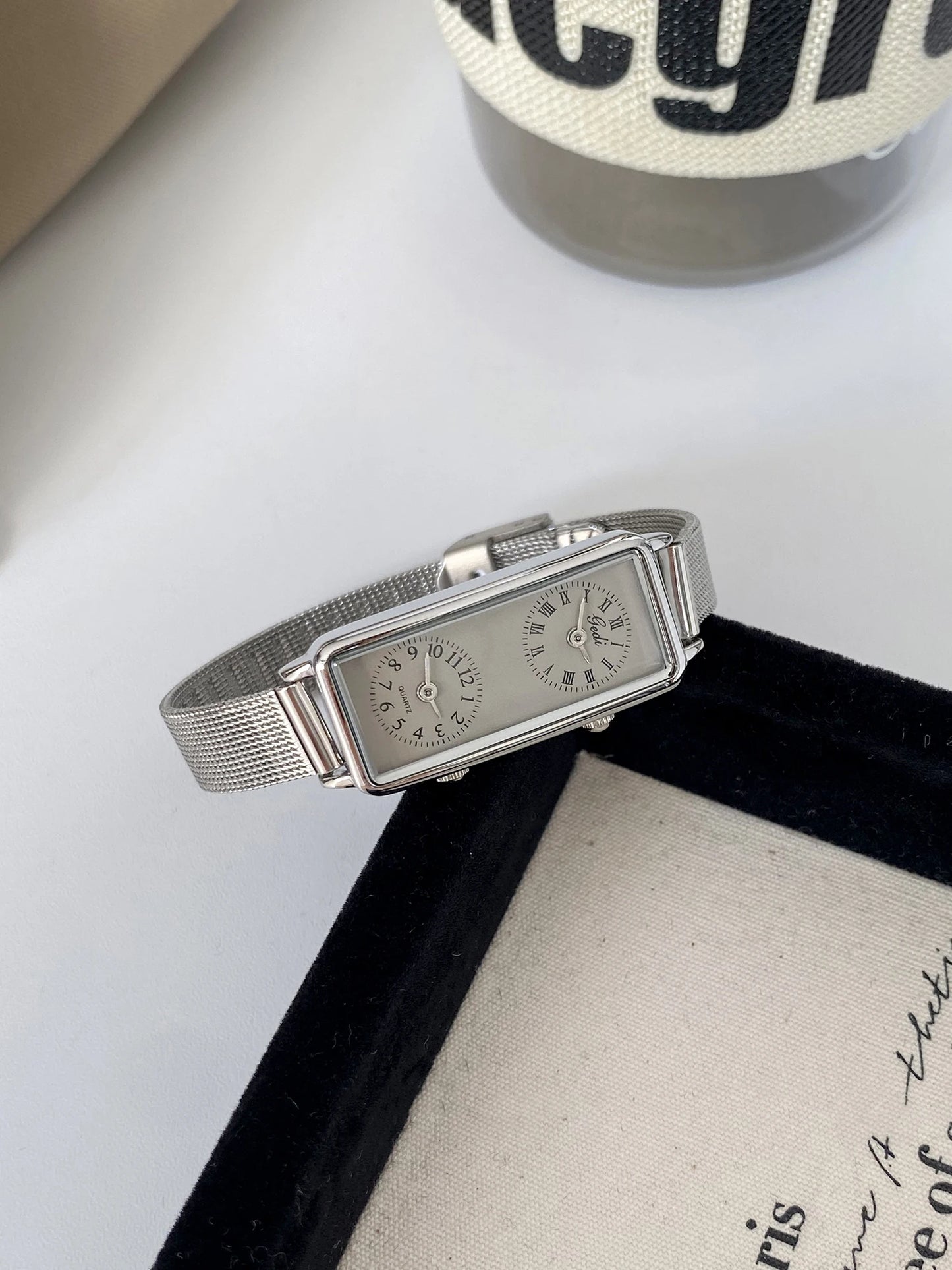 Dual-Movement Retro Square Timepiece