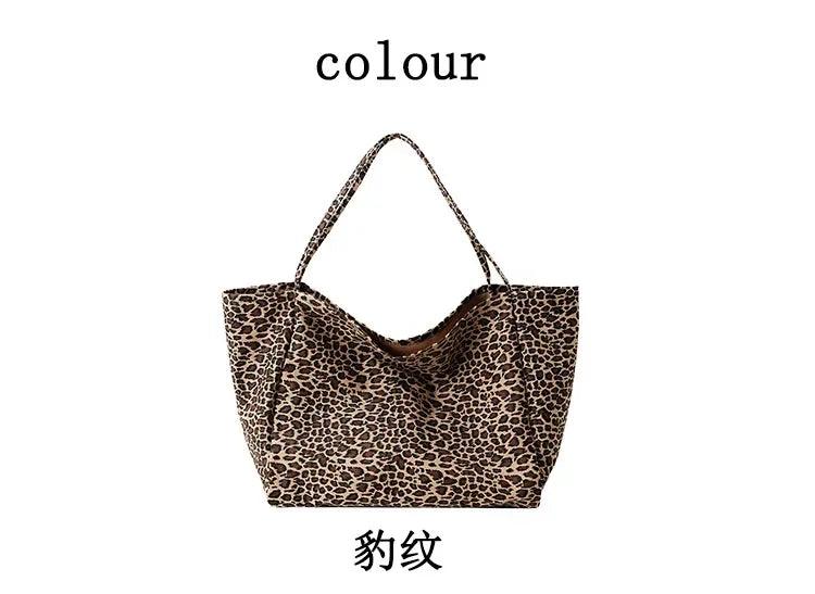 Leopard Motif Canvas Statement Tote