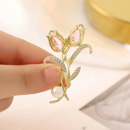 Tulip Flower Pearl Gala Brooch