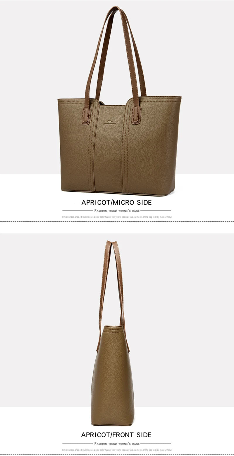Designer Soft Leather Bucket Tote