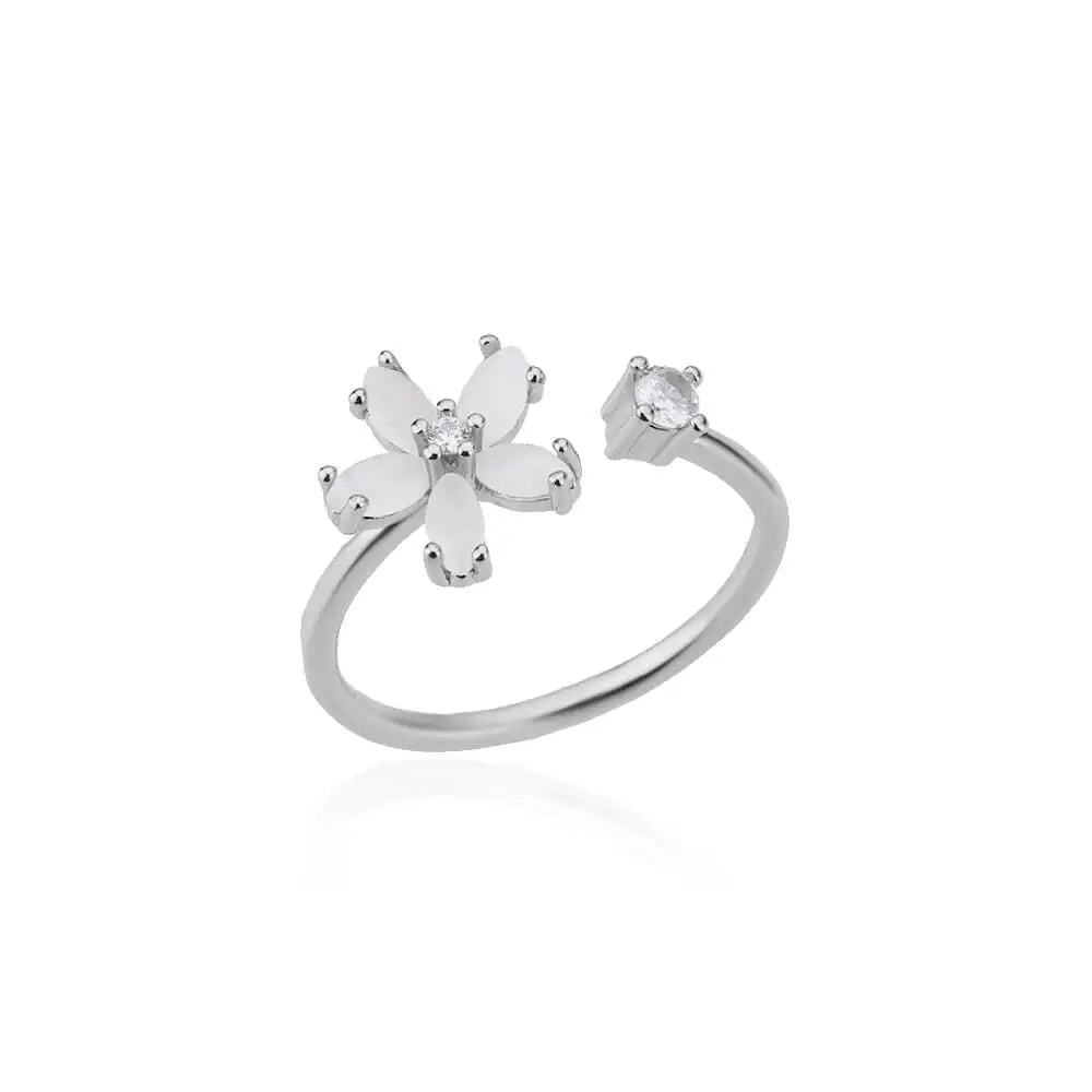 Aesthetic Opal Flower Stainless Ring