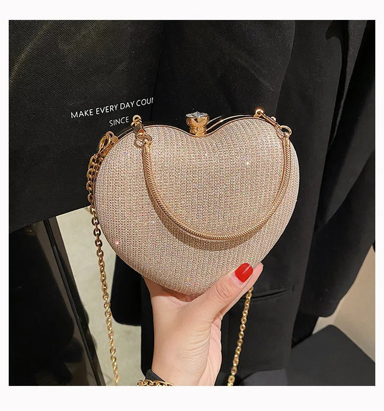 Sculpted Heart Metal Evening Clutch