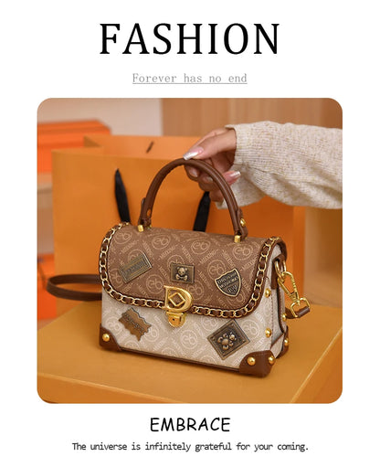 Retro Chain Linked Leather Handbag