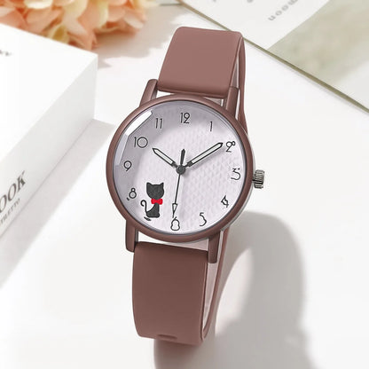 Whimsical Cat Silicone Kids Watch