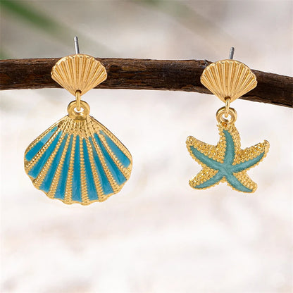 Enamel Starfish Holiday Shell Earrings
