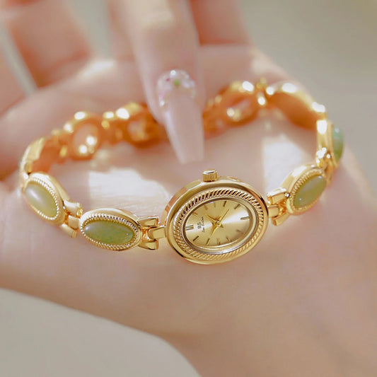 Natural Gemstone Oval Jewelry Watch