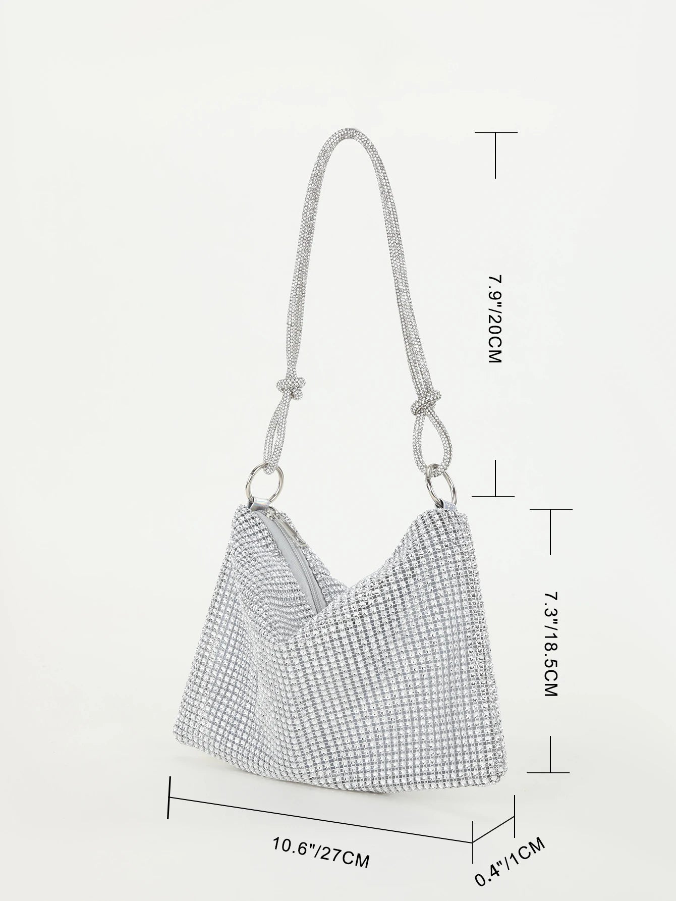 Rhinestone Crescent Evening Underarm Bag
