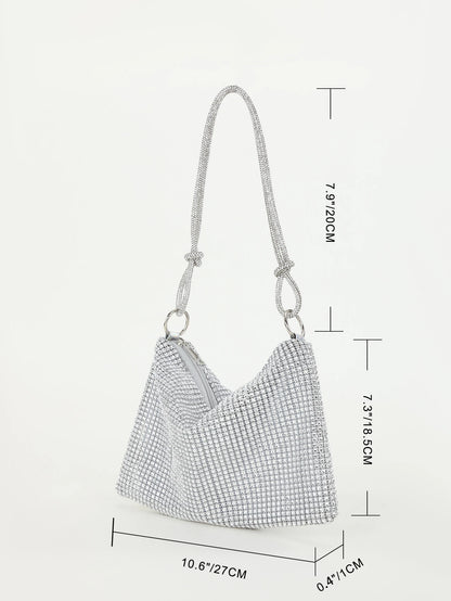 Rhinestone Crescent Evening Underarm Bag