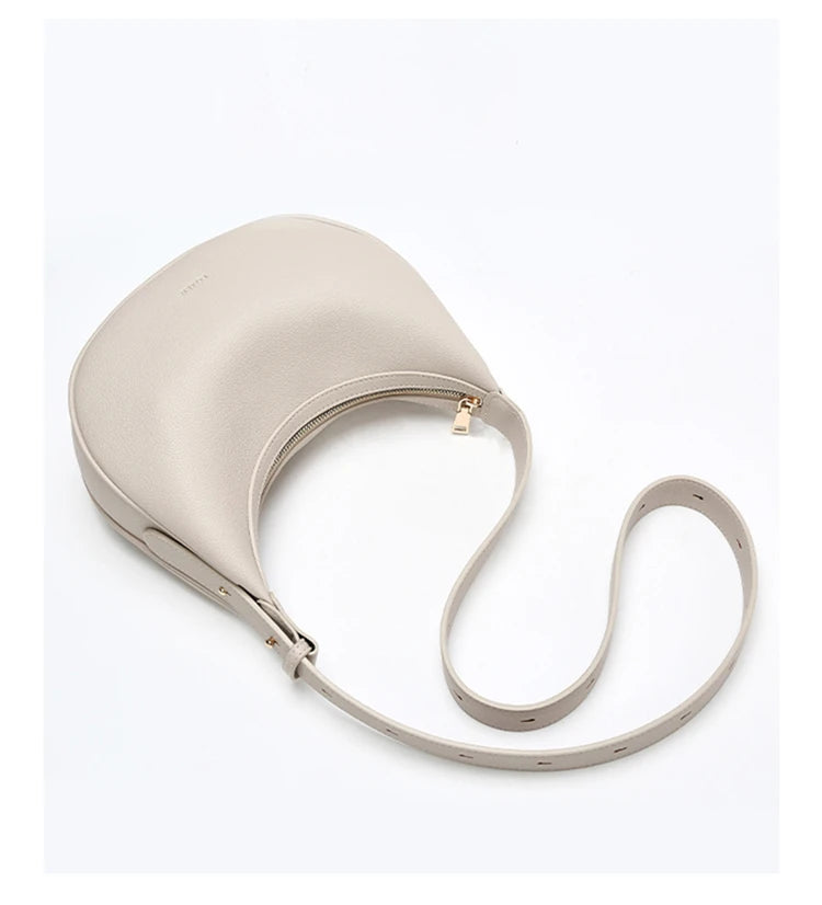 Minimalist Crescent Leather Underarm Bag