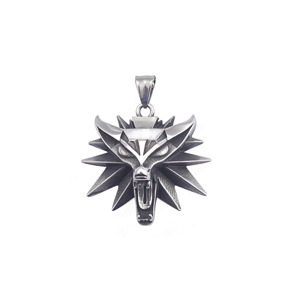 Viking Wolf Head Punk Necklace