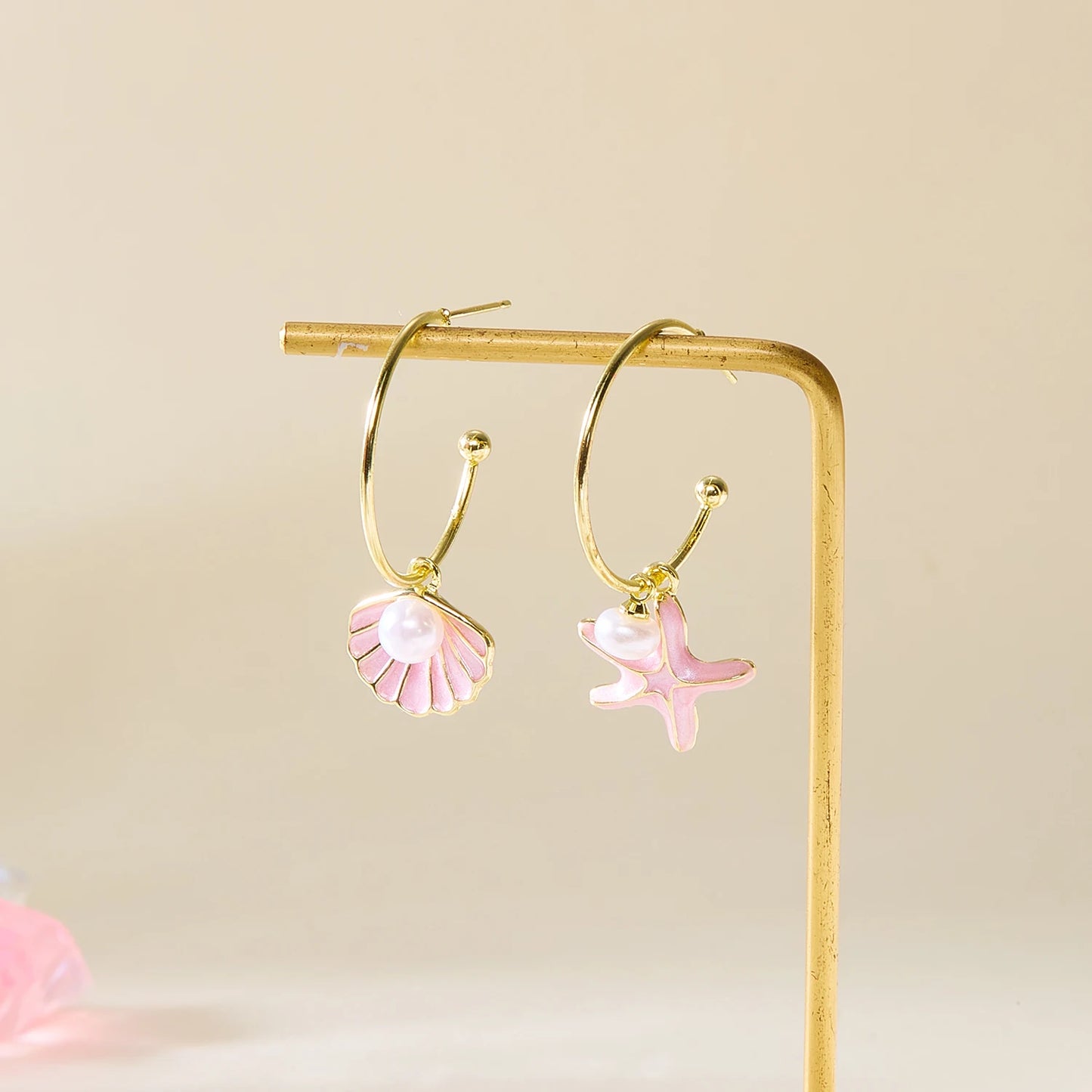 Enamel Starfish Holiday Shell Earrings