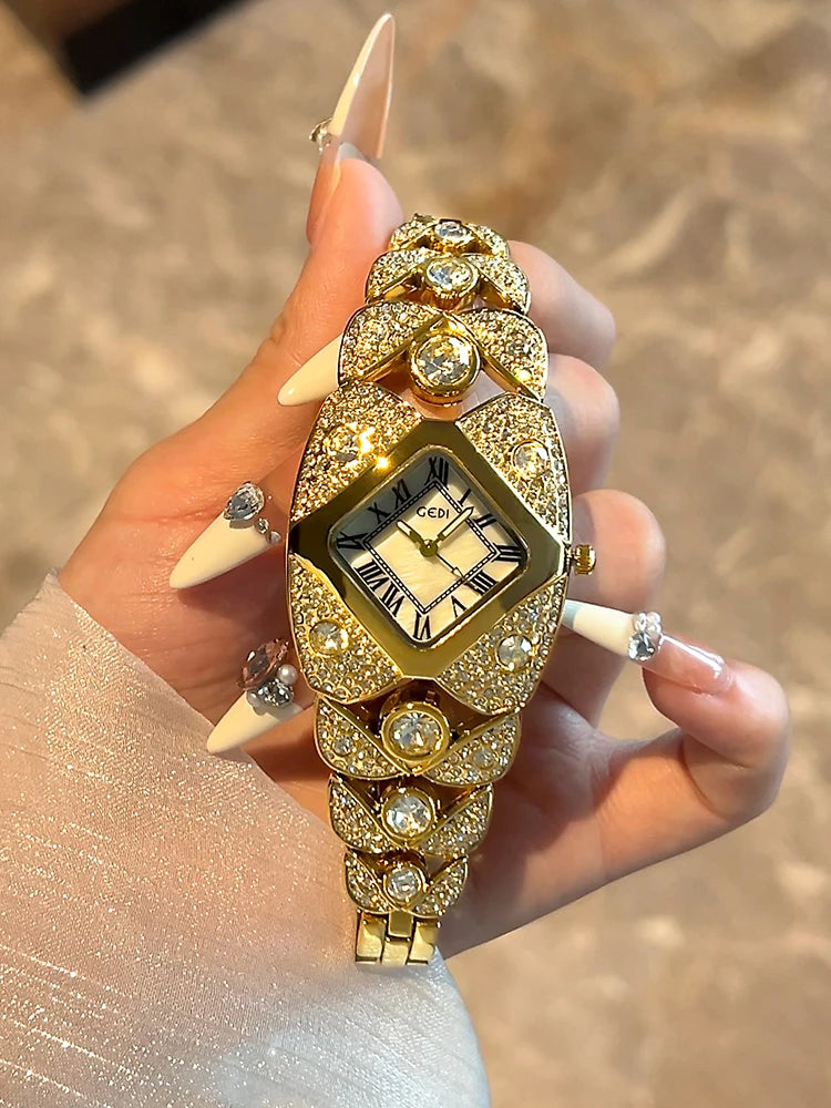 Roman Full Diamond Inlaid Watch