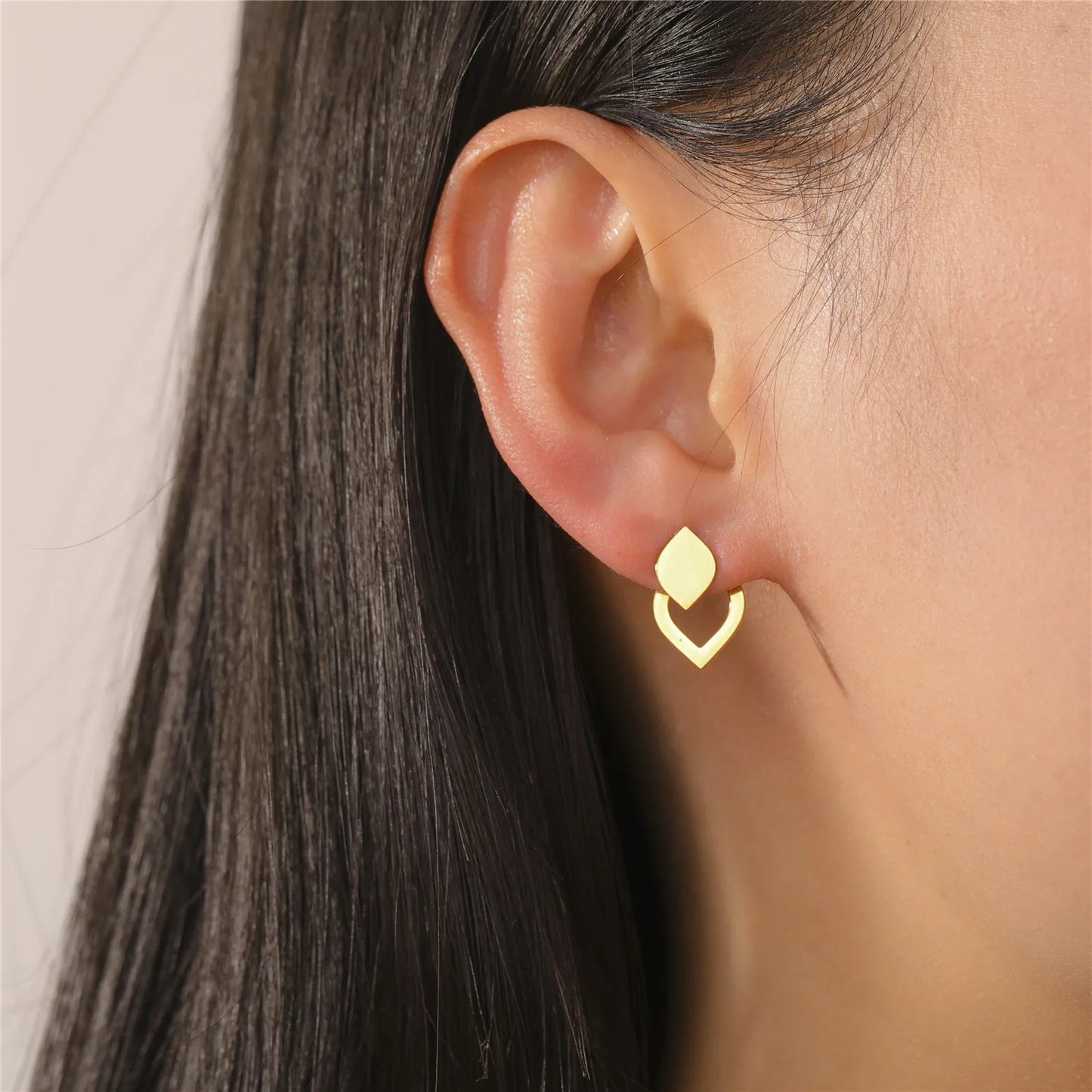 Geometric Minimalist Gold Stud Earrings