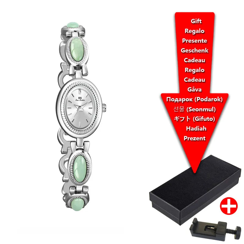 Natural Gemstone Oval Jewelry Watch
