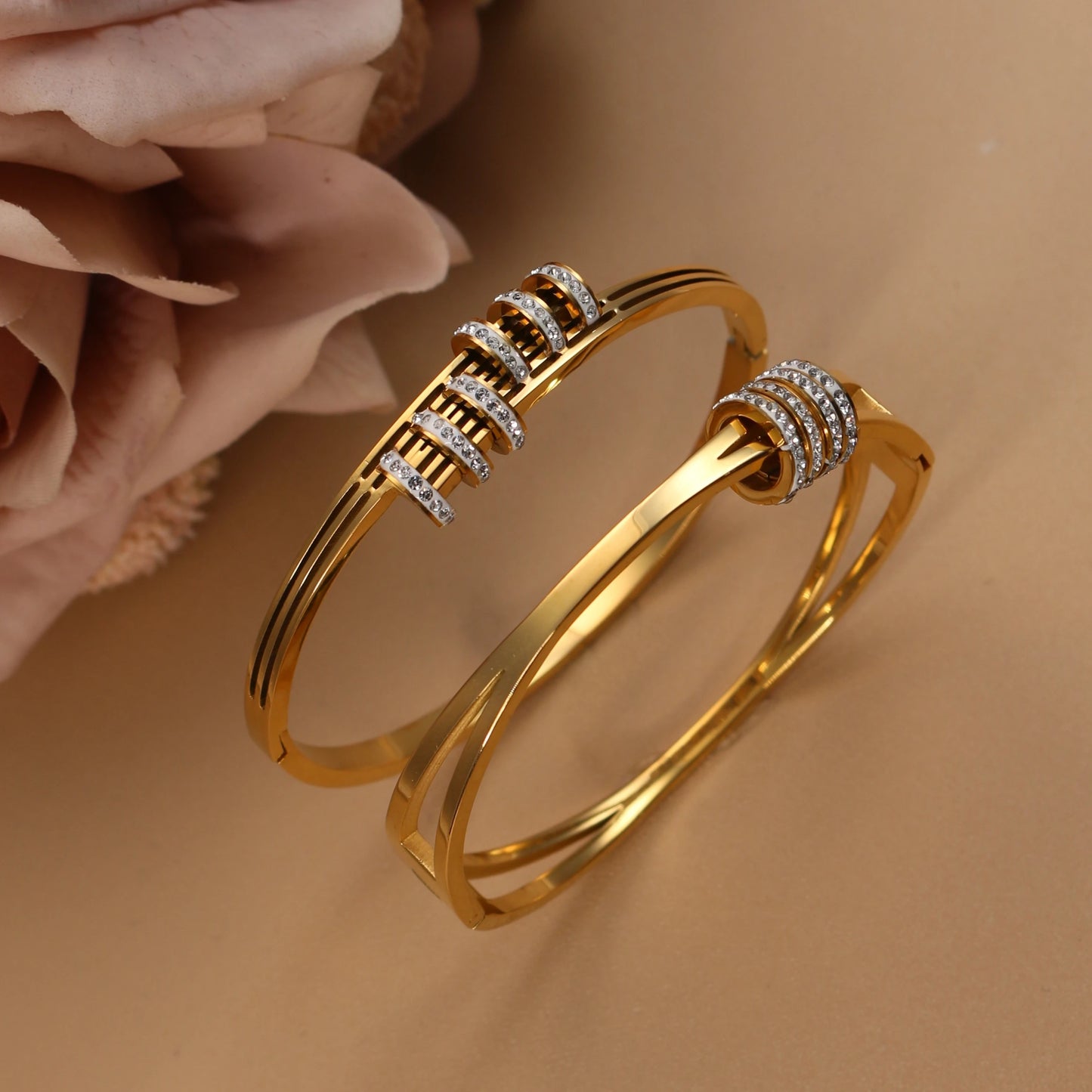 Hollow Crystal Half Face Bangle