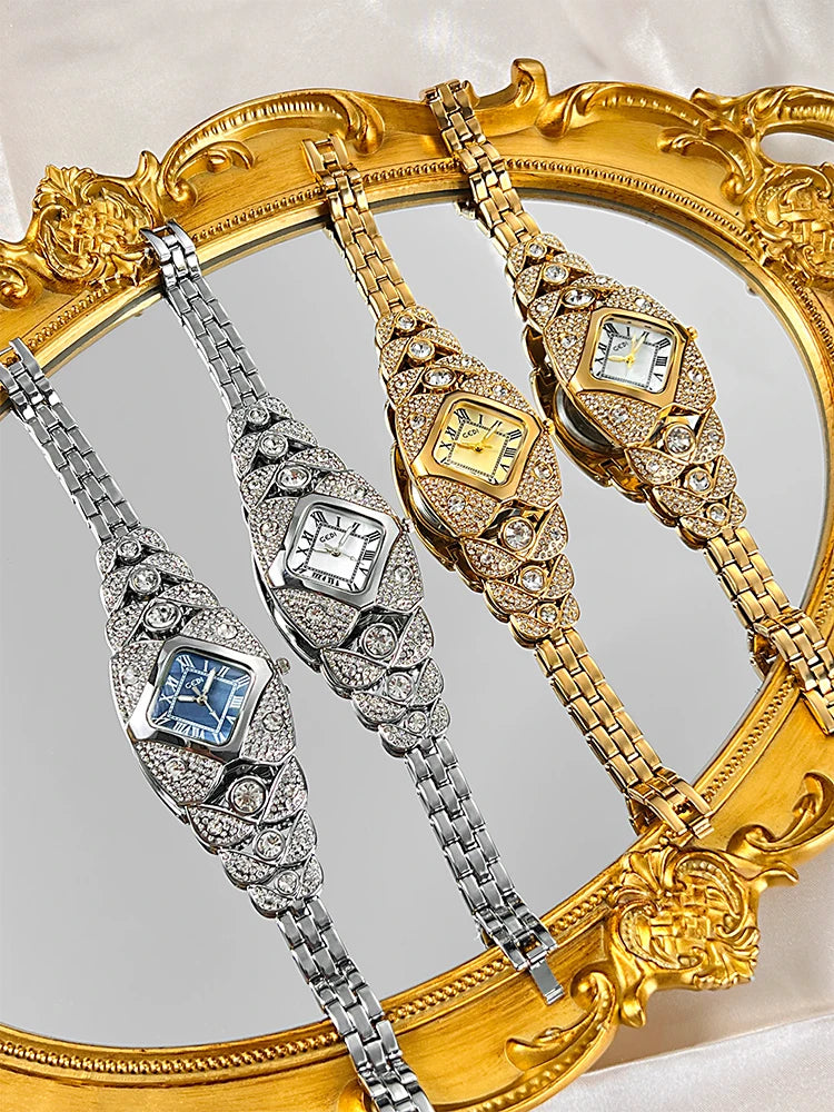 Roman Full Diamond Inlaid Watch