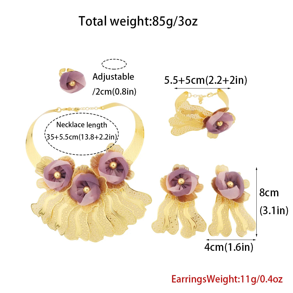 Purple Flower Noble Jewelry Set