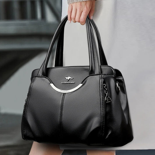 Multi-Pocket Soft Leather Designer Tote