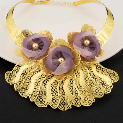 Purple Flower Noble Jewelry Set