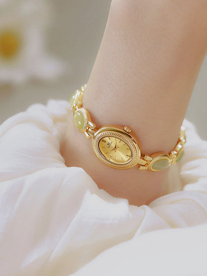 Natural Gemstone Oval Jewelry Watch