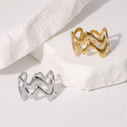 Irregular Wave Gilded Statement Ring