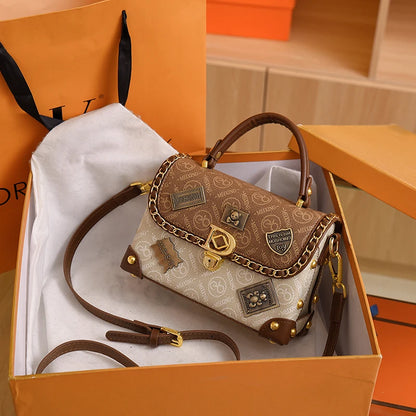 Retro Chain Linked Leather Handbag