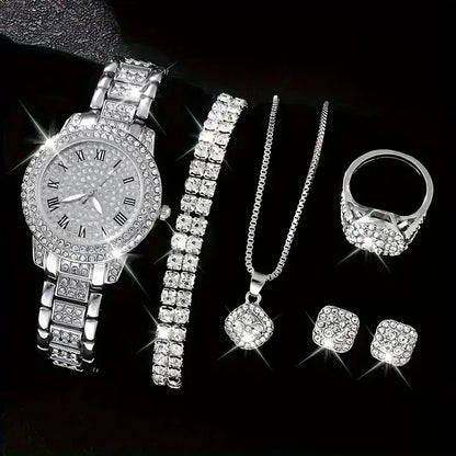 Hip-Hop Diamond Watch & Jewelry Set