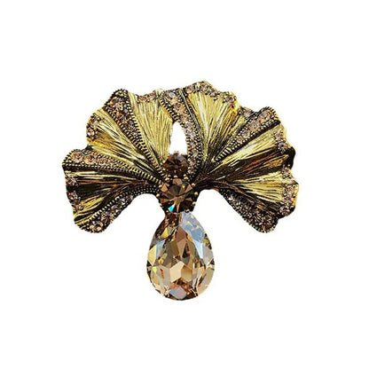 Rhinestone Ginkgo Crystal Office Brooch
