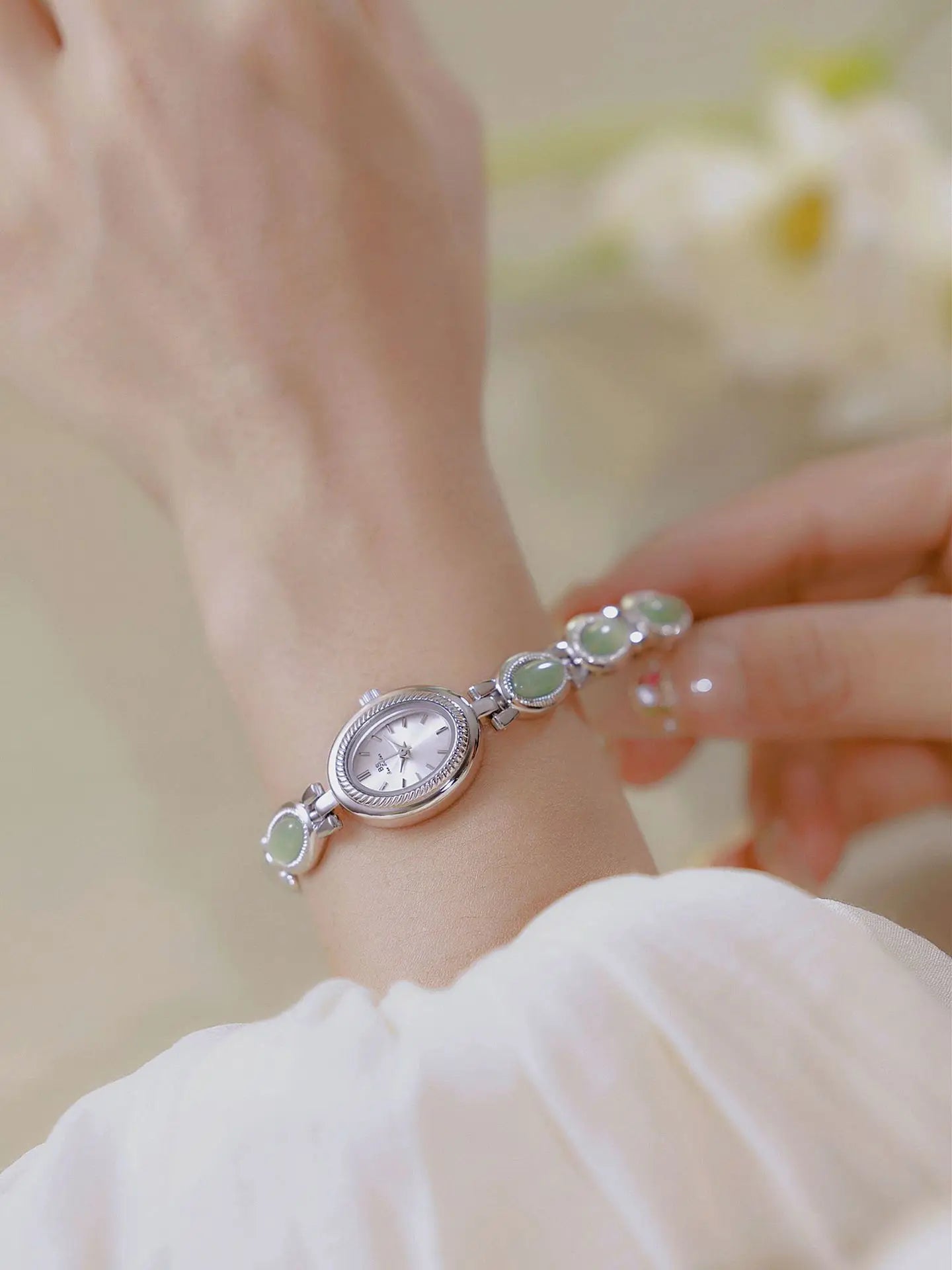 Jade Bead Bracelet Jewelry Watch