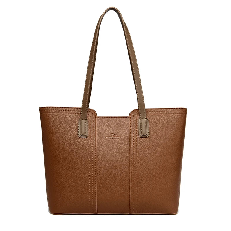 Designer Soft Leather Bucket Tote