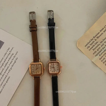 Elegant Square Dial Leather Watch