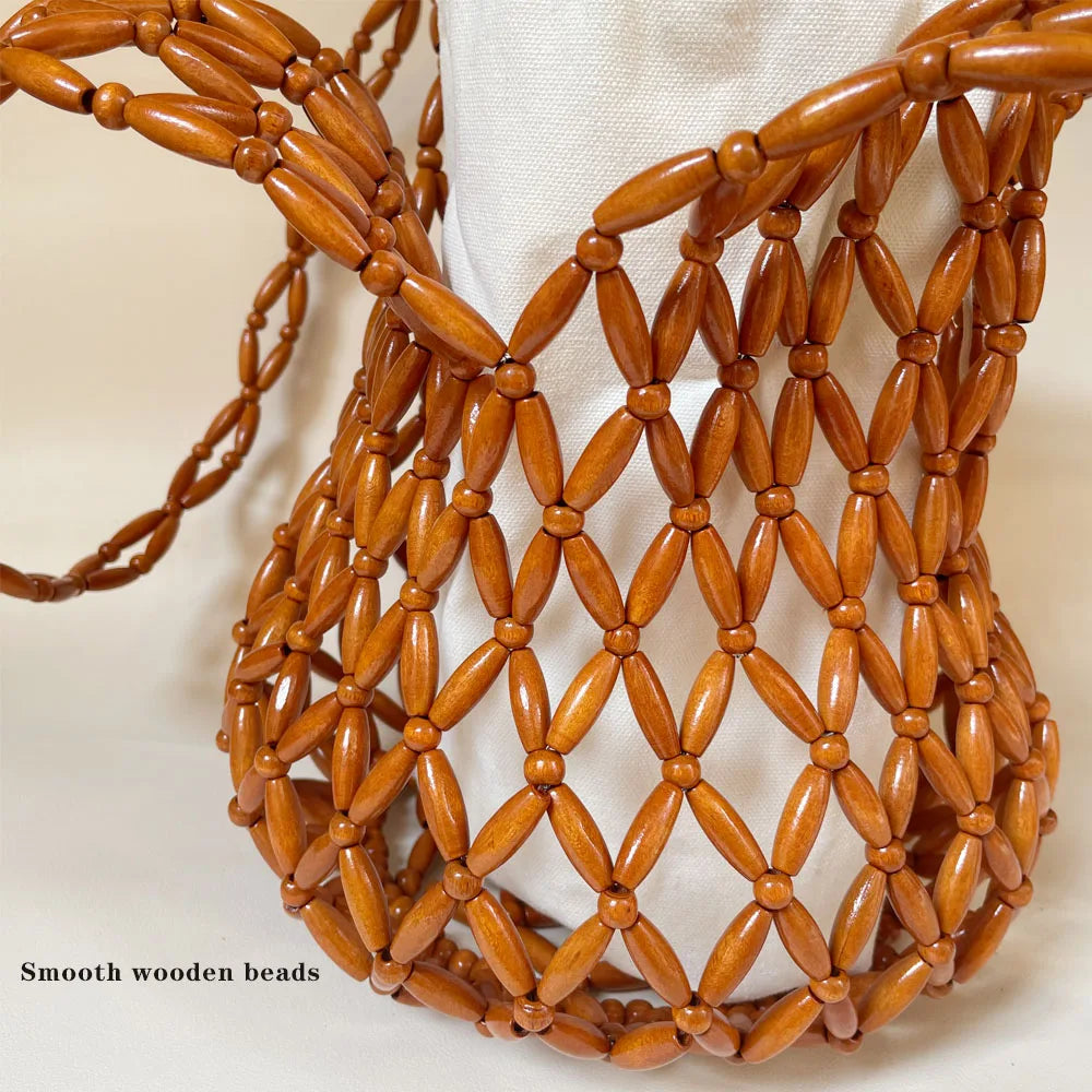Hand-Beaded Exquisite Wooden Tote