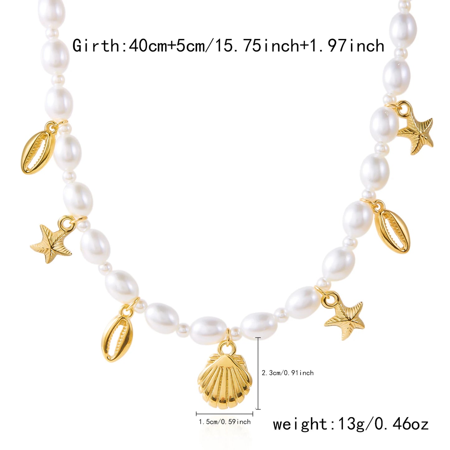 Bohemian Shell Polymer Bead Necklace