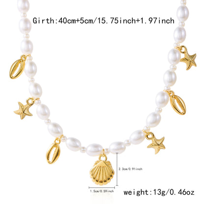 Bohemian Shell Polymer Bead Necklace