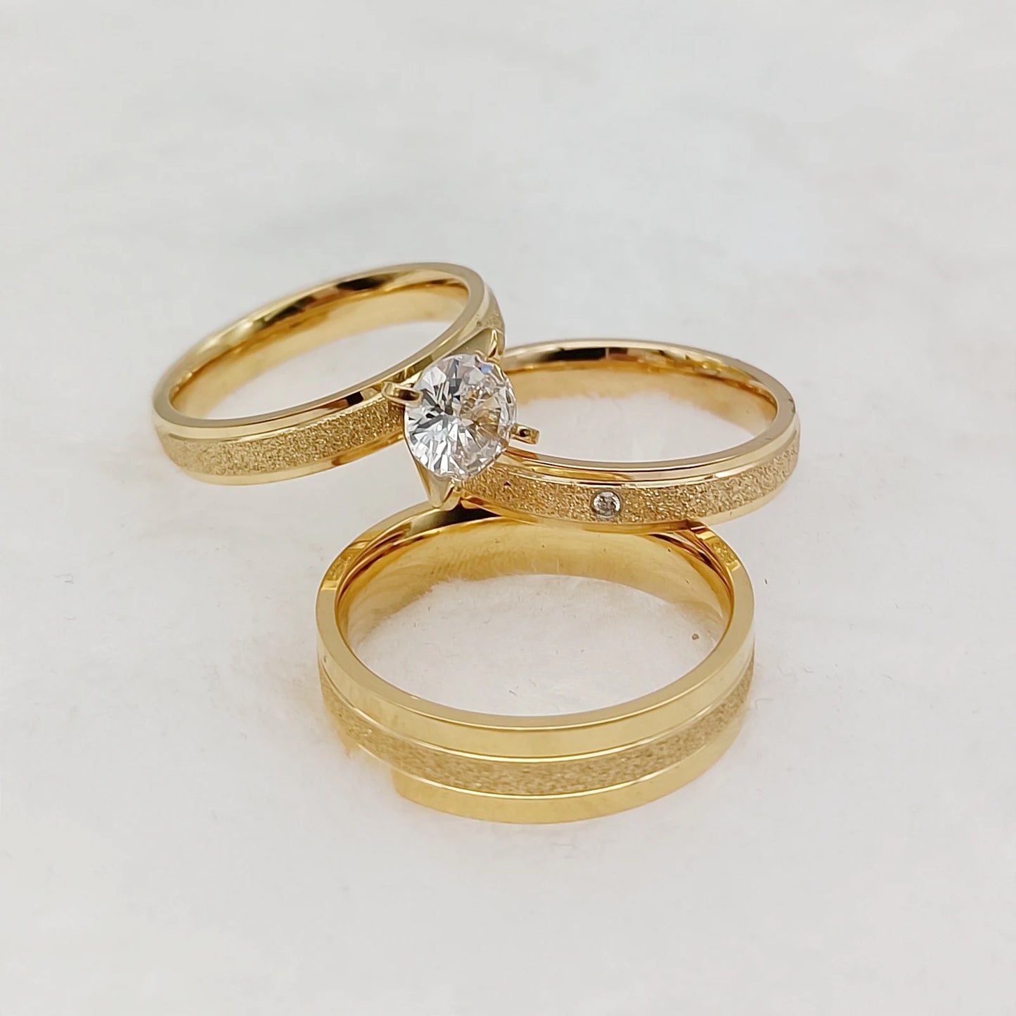 Frosted Gilded Promise Engagement Ring