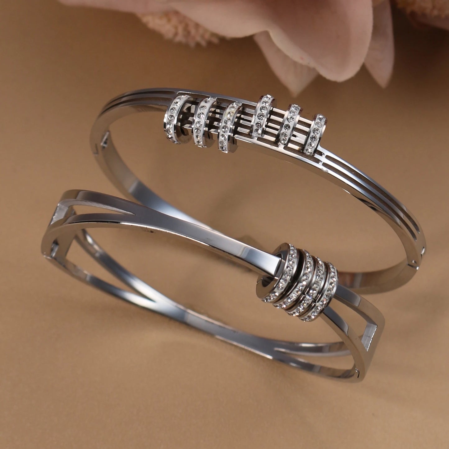 Hollow Crystal Half Face Bangle