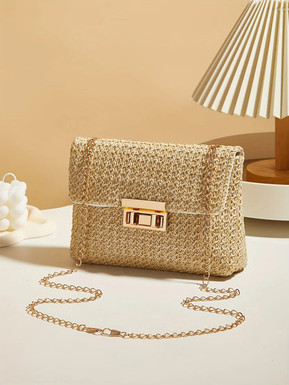 Handwoven Artisan Straw Lock Purse
