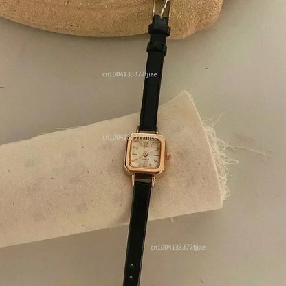 Minimalist Square Leather Strap Watch