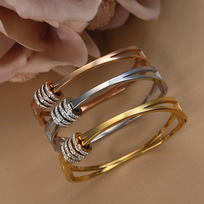 Hollow Crystal Half Face Bangle